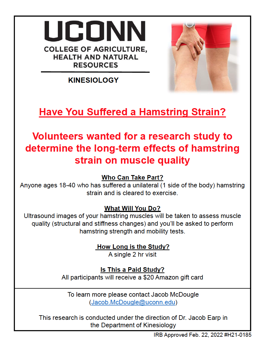 flyer describing a study about hamstring muscle quality